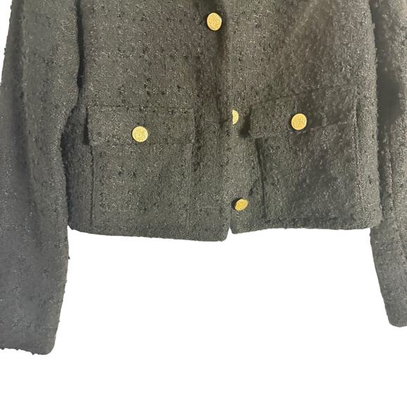 Abercrombie & Fitch Black Tweed Collarless Button Front Jacket Size Small - Picture 7 of 11